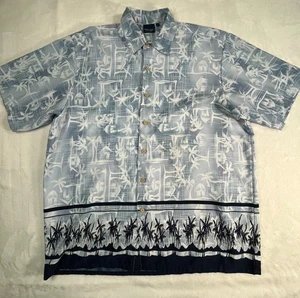 VTG Sideout Mens XL Shirt Button Front Tropical Palm Tree Print Blue - Picture 1 of 9