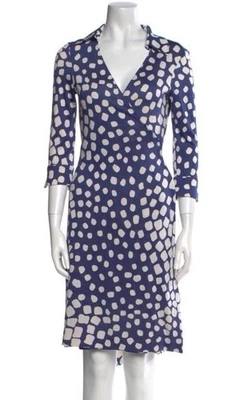 Vestido Diane von Furstenberg Vintage Jeanne 100% seda envolvente mangas 3/4 - 8 Foto 1 de 4