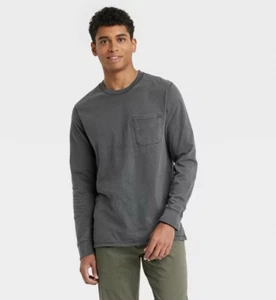 Herren Langarm T-Shirt mit Tasche - Goodfellow & Co™ Large Hematite - Bild 1 von 3