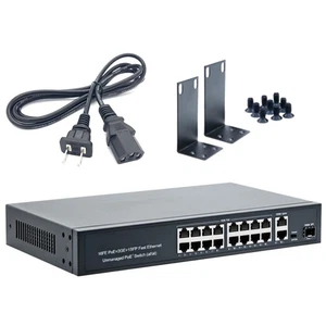 100Mbps 16+2+1 Port POE Switch IEEE802.3af/at Standard Network Camera Accessory - Picture 1 of 18