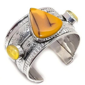 Mookait Opal Armreif Armband 925 Sterling Silber Handarbeit Boho Edelstein Schmuck - Bild 1 von 9