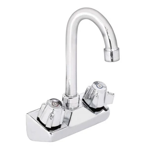 Commercial Hand Sink Faucet - 4 Inch Center Wall Mount - Dual Knobs - CEC Cer... - Picture 1 of 7