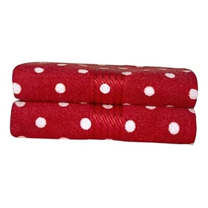 Polka Dot Bathroom Cotton Terrys 20 x 30 Inches, Set Hand Towel Red Polka Dots - Picture 1 of 8
