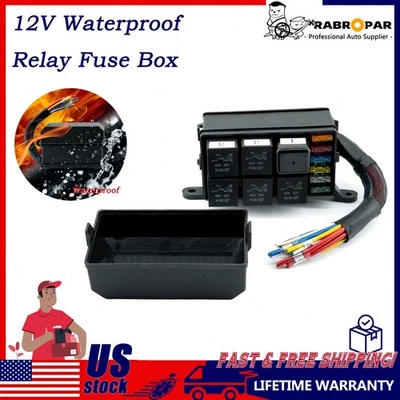 RABROPAR Fuse Relay Box Block Universal Relay Block Box for 12V Waterproof Automotive NEW