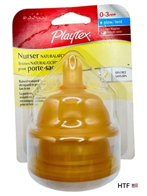 Playtex Nurser NaturaLATCH Slow Flow Latex Nipples BPA Free Drop-Ins 0-3+M New - Image 1 of 2