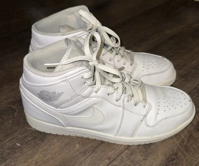 Nike Air Jordan 1 Mid Triple White (554724 130) Excellent Condition  US 12 - Image 1 of 4