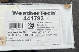 WeatherTech FloorLiner 2010-2010 Ford F150 2nd Row Black - Picture 1 of 6
