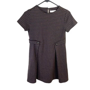 Zara Kids, Brown/Blue Plaid Pleated Shift Dress, US Girl's 13/14 - Picture 1 of 6