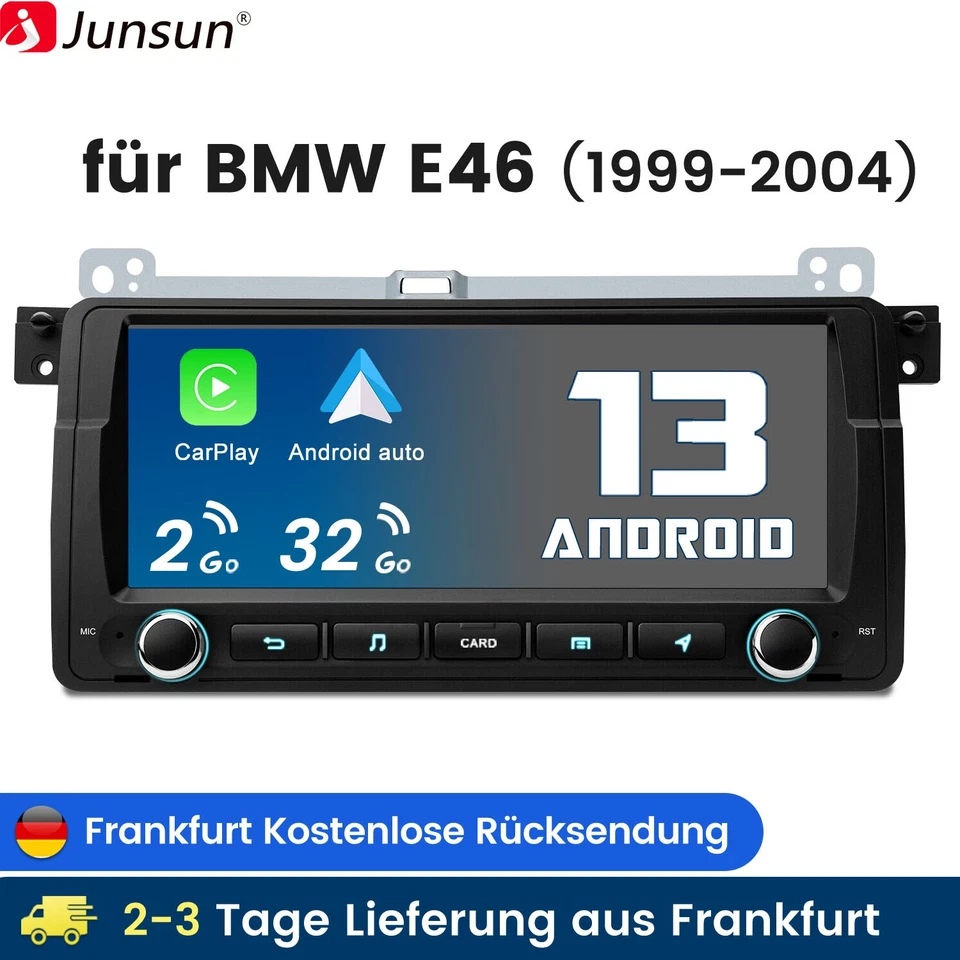 8"2+32GB Carplay Android13 Autoradio Für BMW E46 3er 1998-2006 GPS Navi RDS DAB+ - Bild 1 von 4