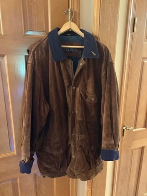 Abrigo Nautica Para Hombres Talla 42 Vintage Años 90 Gamuza Pesada Cuero Marrón Oscuro  Foto 1 de 4