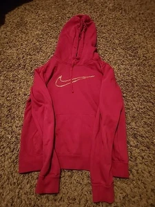 Girls Nike Pink Therma-fit Sweatshirt Size XS Pullover Hood Swoosh Just Do It - Picture 1 of 6