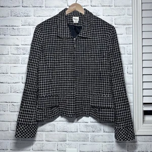 Giacca sportiva vintage 100% seta Neiman Marcus full zip cappotto pied de poule donna 16 - Foto 1 di 12
