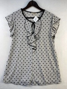 Women's Lavish White Plokadot Blouse Size Large New NWT - Picture 1 of 9