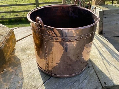 Vintage/Antique Copper Riveted Log/Coal Bucket/Scuttle Store Planter - Image 1 of 4