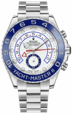 Reloj Rolex Yacht-Master II automático de cuerda automática esfera blanca bisel azul para hombre Foto 1 de 4
