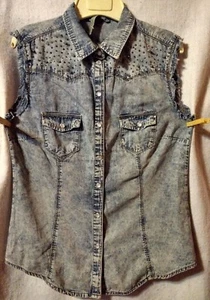 Prenda para mujer Denim Co. talla 8 perla occidental a presión puntas y diamantes de imitación nueva sin etiquetas - Imagen 1 de 6