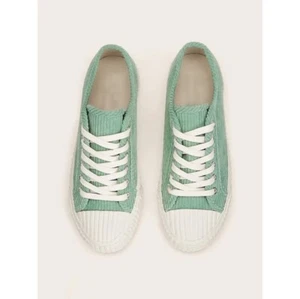 Cord Sneaker Damen 39 US 8 Grün Schnürschuhe Neu mit Karton - Bild 1 von 5