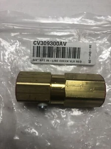 In Line 3/4" x 3/4" NPT Messing-Rückschlagventil Innengewinde - ROT - Teil # CV309300AV - Bild 1 von 5