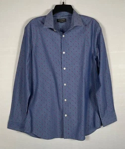 Banana Republic Dress Shirt Mens Med Blue Floral Non-Iron Button Up Long Sleeves - Picture 1 of 6