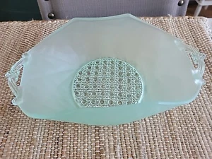 Plato de servir vintage Green Depression con mango "Sunshine" vaso Lancaster años 30 - Imagen 1 de 6