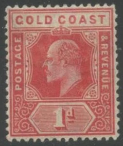 GOLD COAST Sc#57 1907 KEVII 1p Carmine Wmk. 3 Mult Crown & CA OG Mint Hinged - Picture 1 of 2