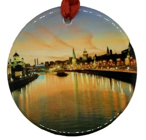Moscow Russia Moskva River Christmas Ornament Porcelain Souvenir Travel Gift - Picture 1 of 2