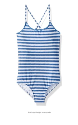  Traje de baño Seafolly Kids Sapphire Coast a rayas sin mangas para niña talla 8 azul hawaiano  Foto 1 de 3