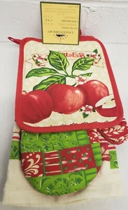 SET 3 PEZZI: 1 PORTA PENTOLE, 1 ASCIUGAMANO E 1 GUANTO DA FORNO, 3 MELE ROSSE E MEZZA, Sunrise - Foto 1 di 12