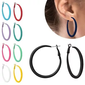 bunt lackierte Creolen Damen Ohrringe Hoops in vielen schönen Farben 80er Style - Bild 1 von 12