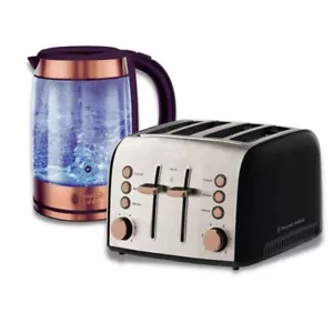Russell Hobbs Brooklyn 4-Slice Toaster and 1.7L Glass Kettle Set - Picture 1 of 6