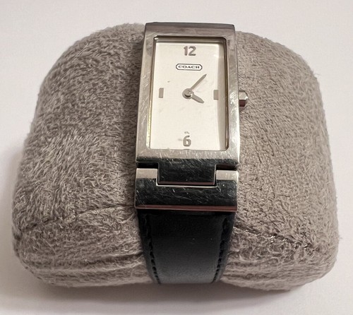 Orologio casual da donna COACH tono argento tutto acciaio abito nero pelle quarzo W040