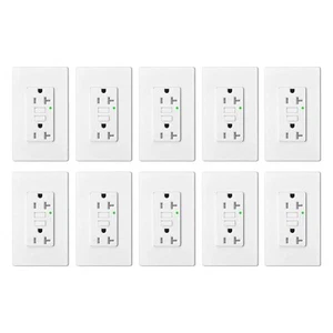 20AMP GFCI Outlet Receptacle Tamper Resistant - ETL Listed,White GFI TR WR 10PCS - Picture 1 of 12