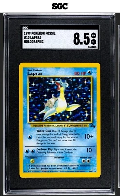 Lapras 10/62 Fossil Unlimited Holo Rare Pokemon SGC 8.5 NM MINT + 1999 WOTC - Image 1 of 2
