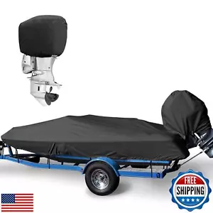 Trailerable Boat Cover 14-16ft with Outboard Motor Cover, 900D Fade Resistant - Picture 1 of 5