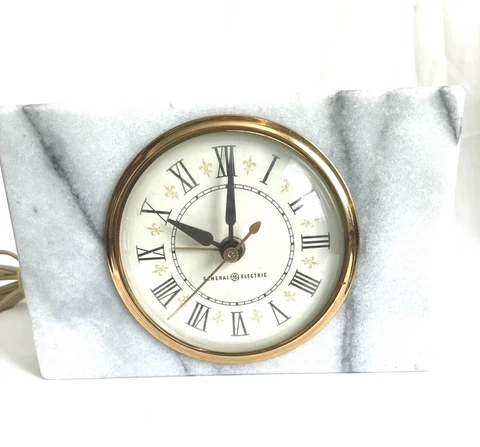 VTG GRAINED MARBLE General Electric 6"X4" Electric Alarm Clock, WORKING Cover