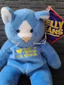 Vintage 1997 Belly Bean Mary Meyer Blue I Love Cadet Senior Girl Scouts Cat 8” - Picture 1 of 7