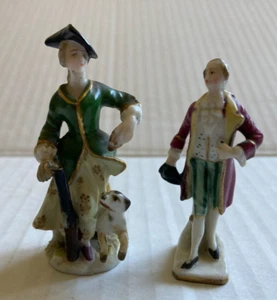 Miniature 2" Stamped Porcelain Figurines English Gentlemen & Lady Collector Item - Picture 1 of 10