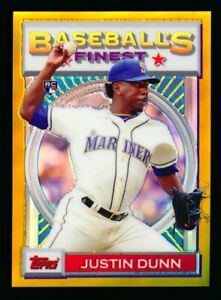 2020 TOPPS FINEST FLASHBACKS JUSTIN DUNN RC 1993 GOLD REFRACTOR MARINERS #41/50!