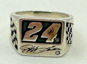 Jeff Gordon #24 NASCAR Sterling Silver Fan Autographed Ring Size 9 - Picture 1 of 6