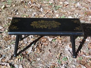 Vintage Solid Wood Step Stool Hand Painted Stenciled Folk Art Foot Stool - Picture 1 of 12