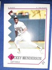 1992 Panini Sticker #21 Rickey Henderson with George Brett Guessing Game on back