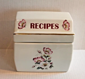 Vintage Ceramic Recipe Box House of Webster Briar Rose Dogwood Flower w Lid USA - Picture 1 of 5