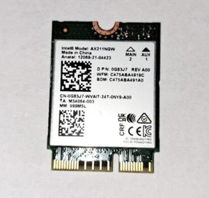 Dell G83J7 AX211NGW 802.11ax Tri-Band Wireless 802.11ax Bluetooth 5.2 M.2 Card - Afbeelding 1 van 1