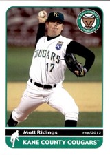 2012 Kane County Cougars Grandstand #26 Matt Ridings Nashville Tennessee TN Card
