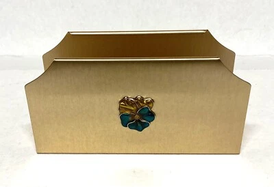 Vtg Steel brushed Brass Envelope Mail Letter Desktop Holder 6" x 3" x 2 1/2" - Image 1 of 4