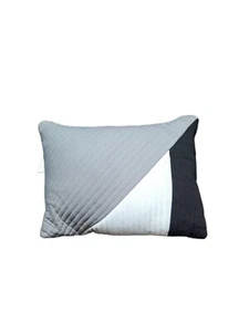 Mainstays Geometric Quilted Throw Pillow Rectangle 12" X 8" White-Grey- Black - Picture 1 of 3