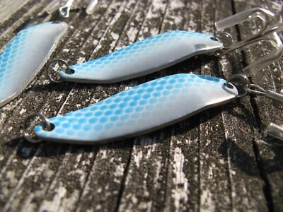 Trout 7 Gram Casting Spoons Lot of 3 Holographic Blue & White TB1 - Image 1 of 3