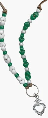 Llavero Verde Blanco Corazón Celta Cuero Cuentas Suerte del Día de San Patricio Irlandés Foto 1 de 3