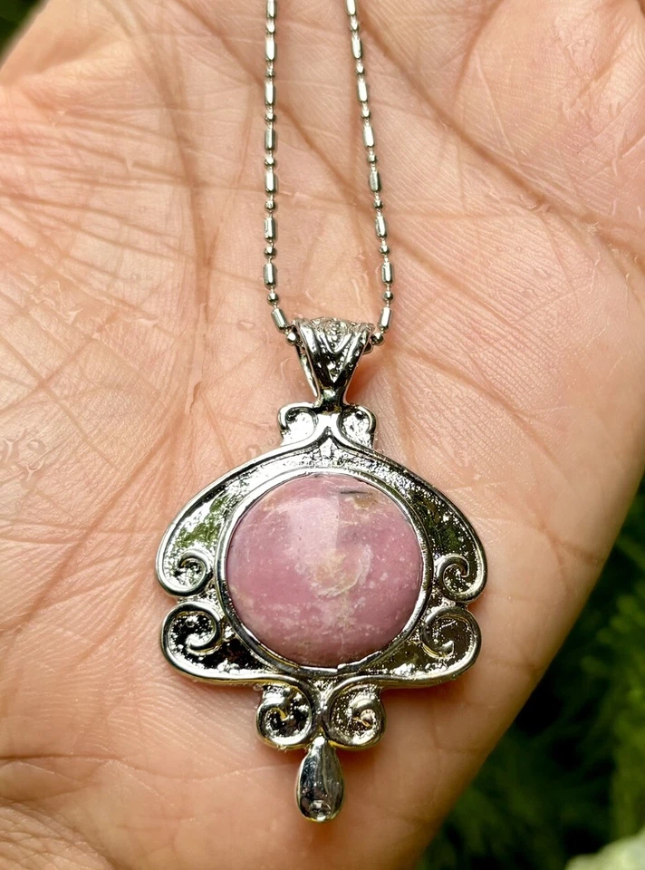Белое золото заполненное родохрозит моды подвеска, медальон, бесплатный ассортимент цепи #1 - Изображение 1 из 4