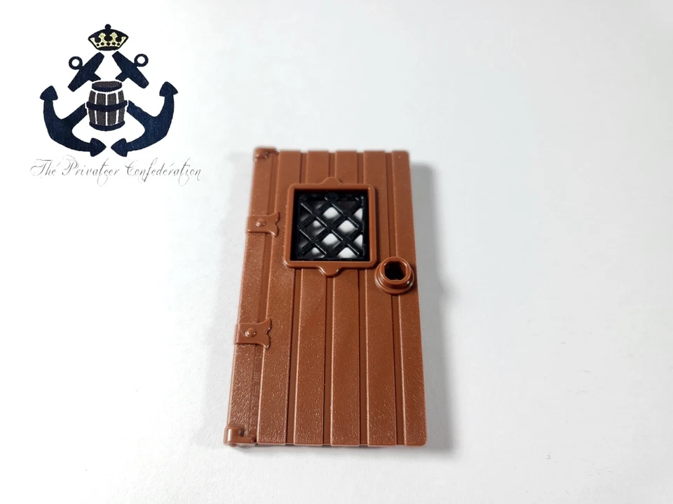 LEGO Reddish Brown Door 1 x 4 x 6 Black Lattice Window 5466 For Pirates / Castle - Image 1 of 1